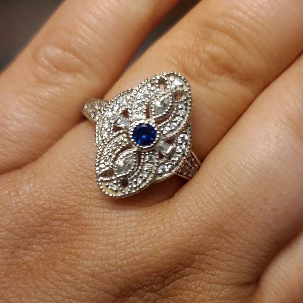 CZ 926 Sterling silver sapphire ring